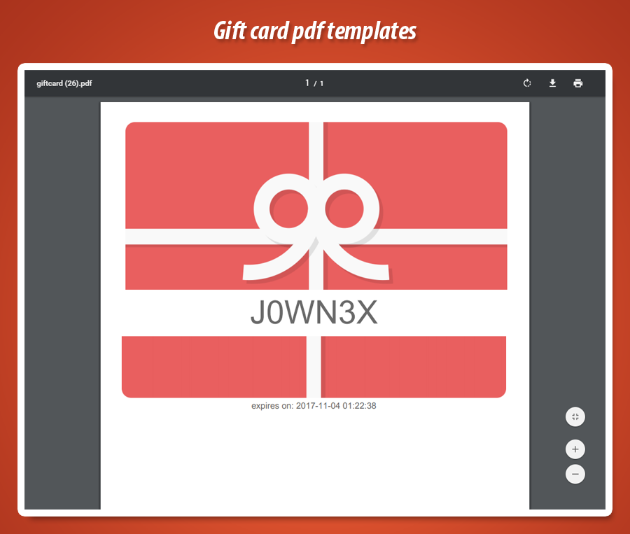 Downloadable pdf gift card in PrestaShop with unique code