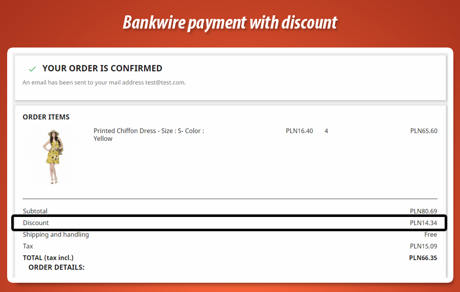 Foto 5: Pago por transferencia bancaria con descuento