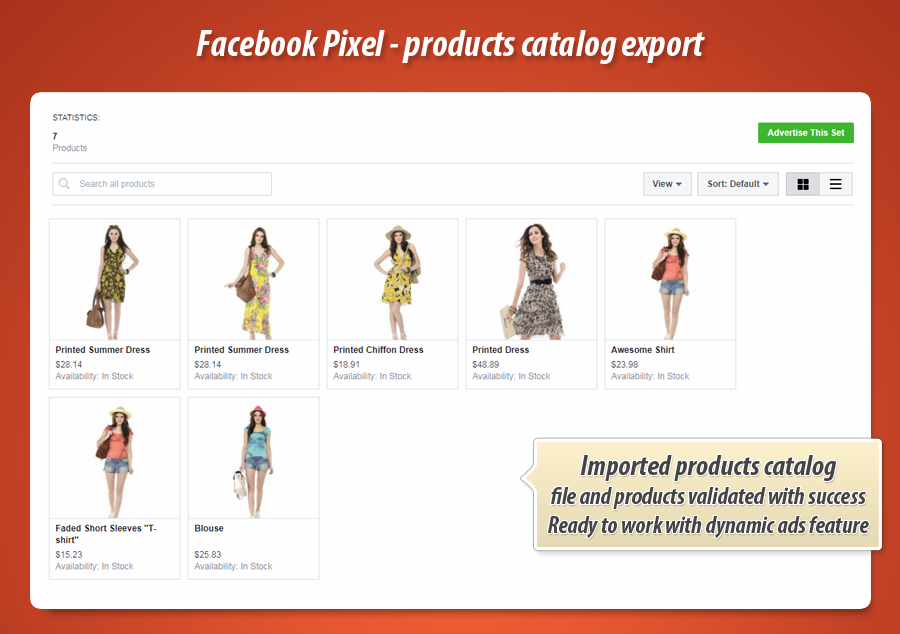 Foto 8: Exportar catálogo para anuncios dinámicos de píxeles de Facebook