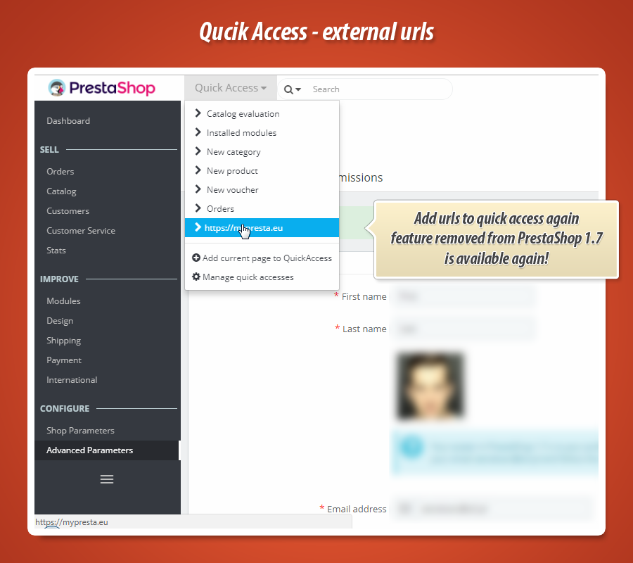 Foto 2: Accesso rapido - URL esterni