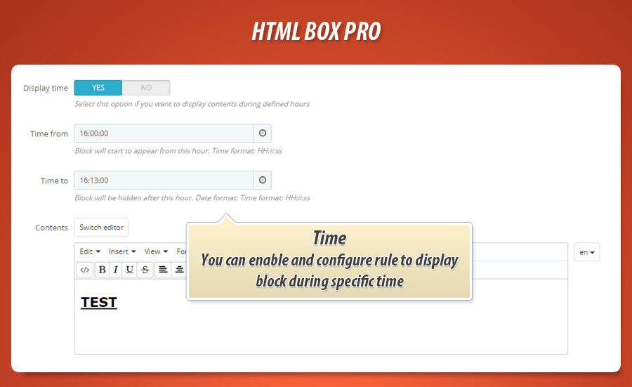 html-box-pro-display-during-specific-tim