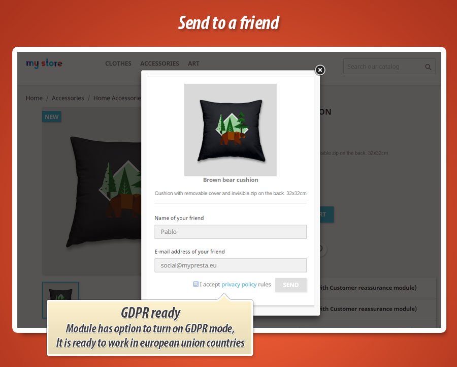 Send to a friend missing module in PrestaShop 1.7