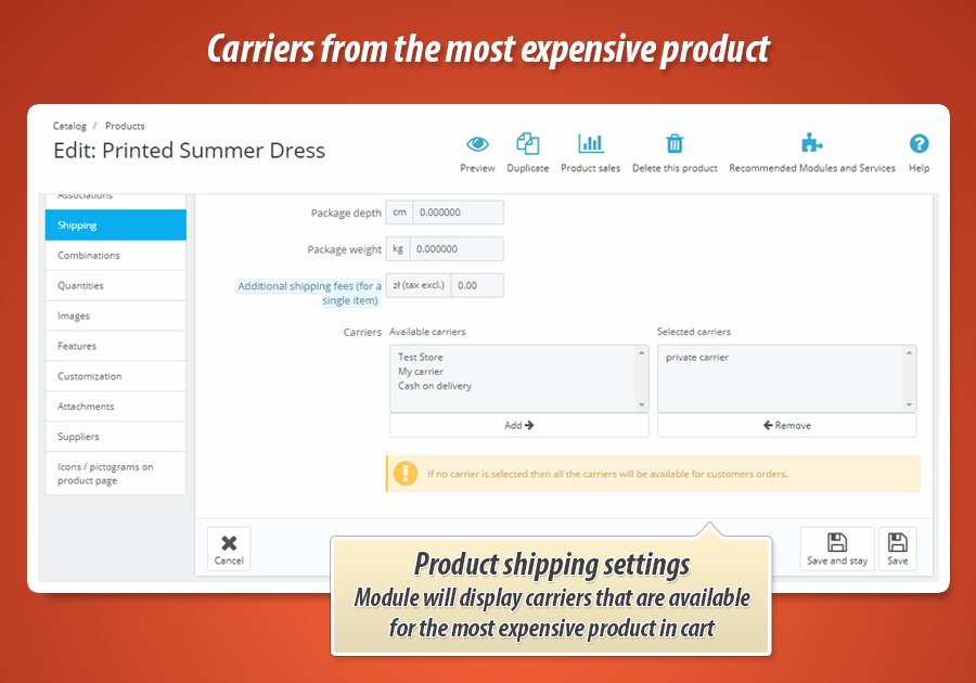 Foto 4: Métodos de envío (transportistas) del producto más caro