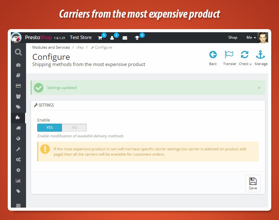 Foto 5: Métodos de envío (transportistas) del producto más caro