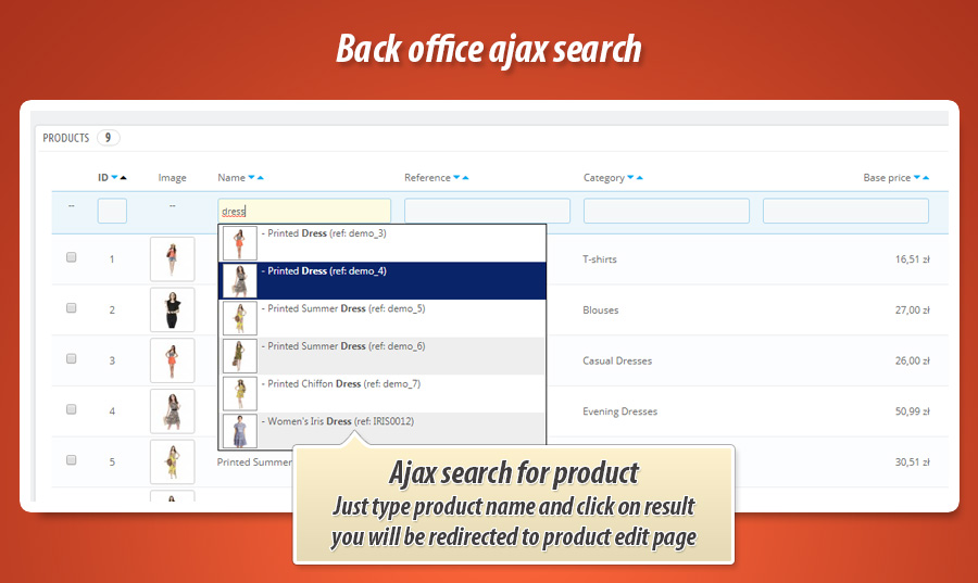 Image 2: Back office ajax product search