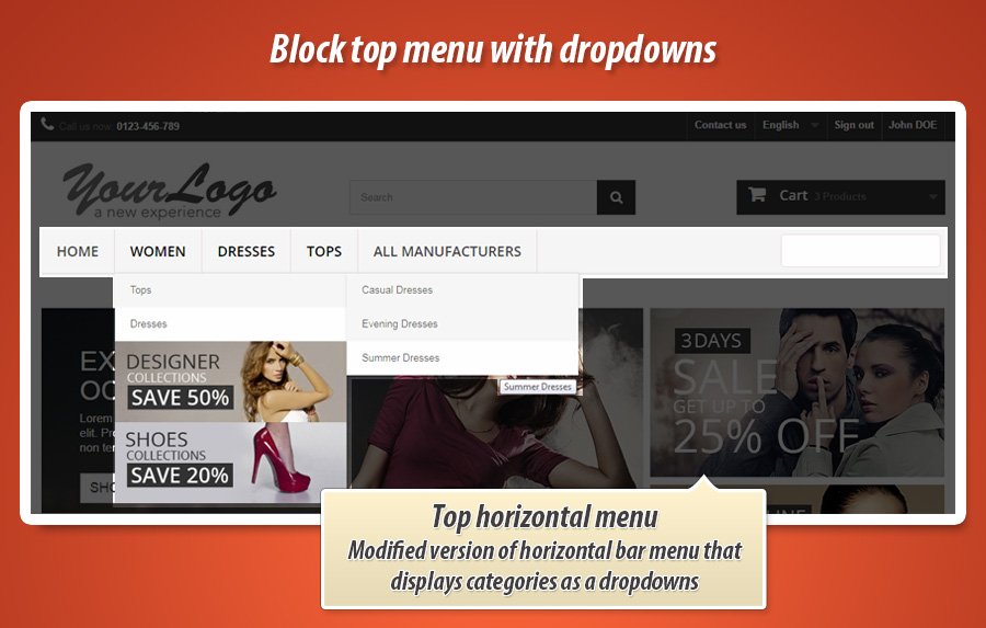 Image 3: Top horizontal menu with dropdowns