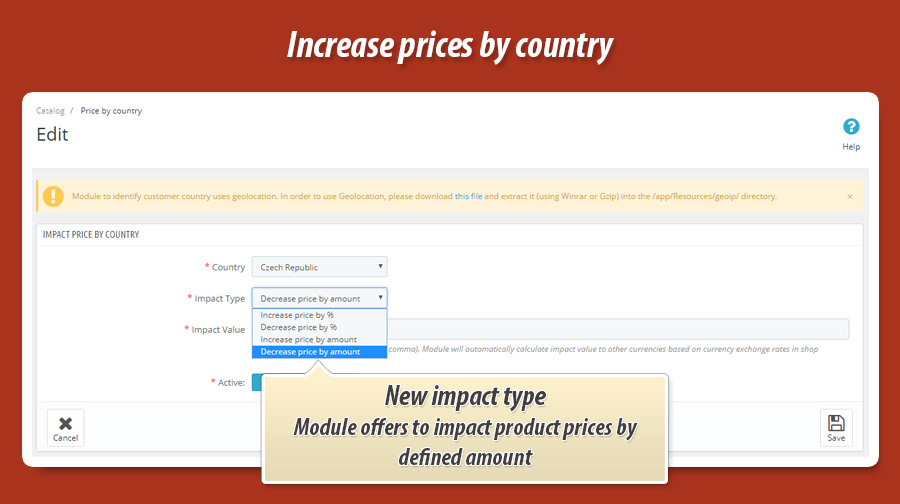 Foto 6: Preise nach Land erhöhen