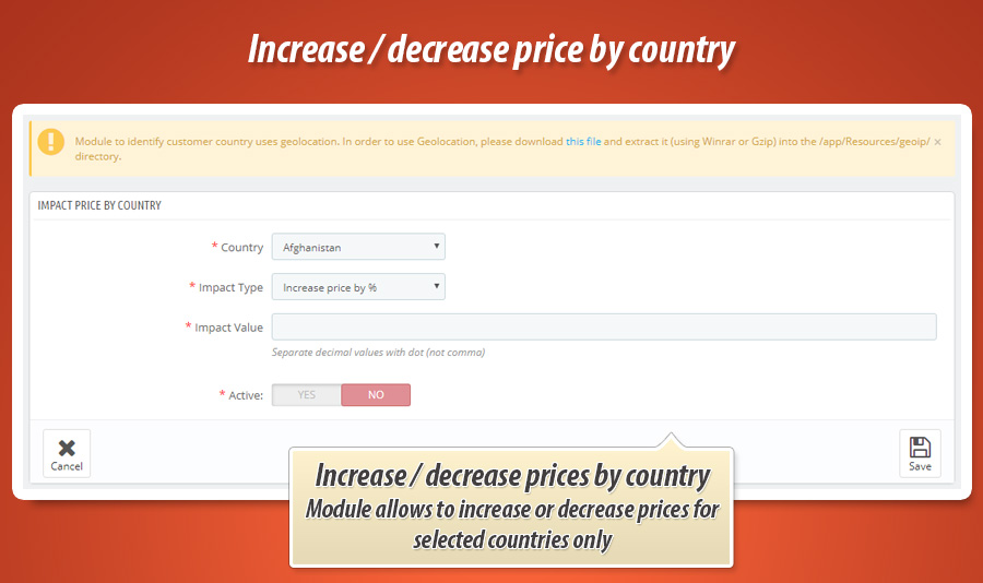 Foto 7: Preise nach Land erhöhen