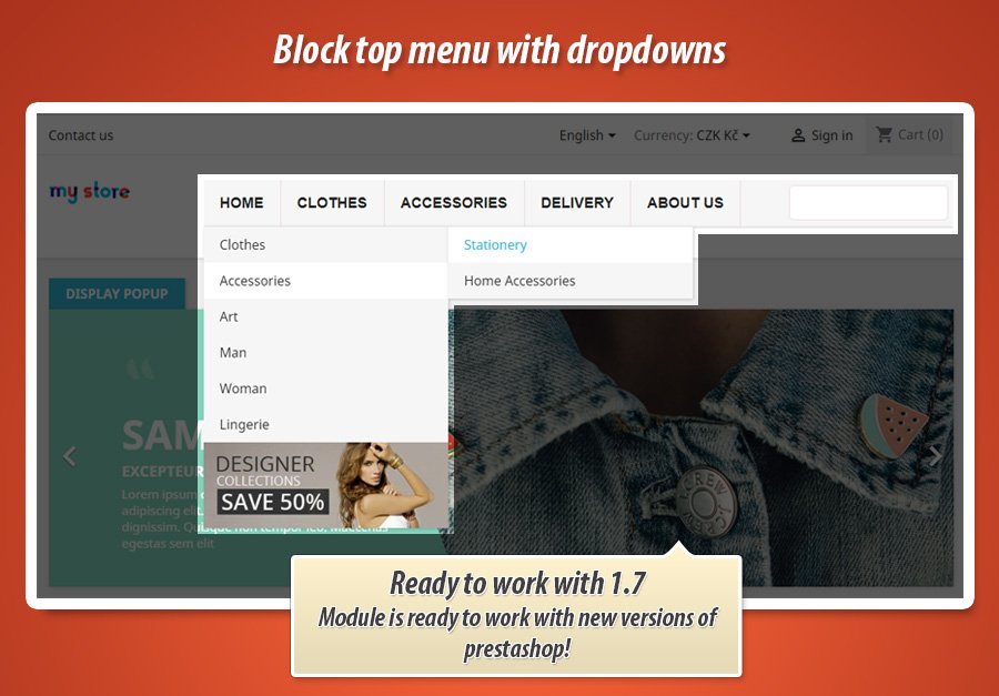 Image 2: Top horizontal menu with dropdowns