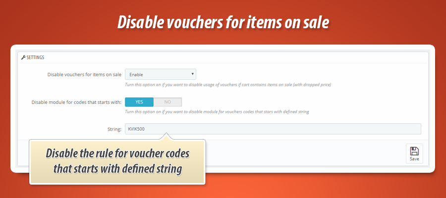 Foto 1: Gutscheine für reduzierte Artikel deaktivieren