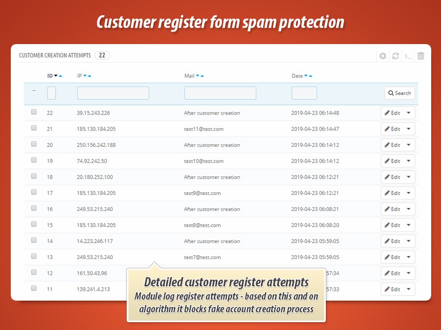 Foto 10: Protección contra spam de registro de clientes