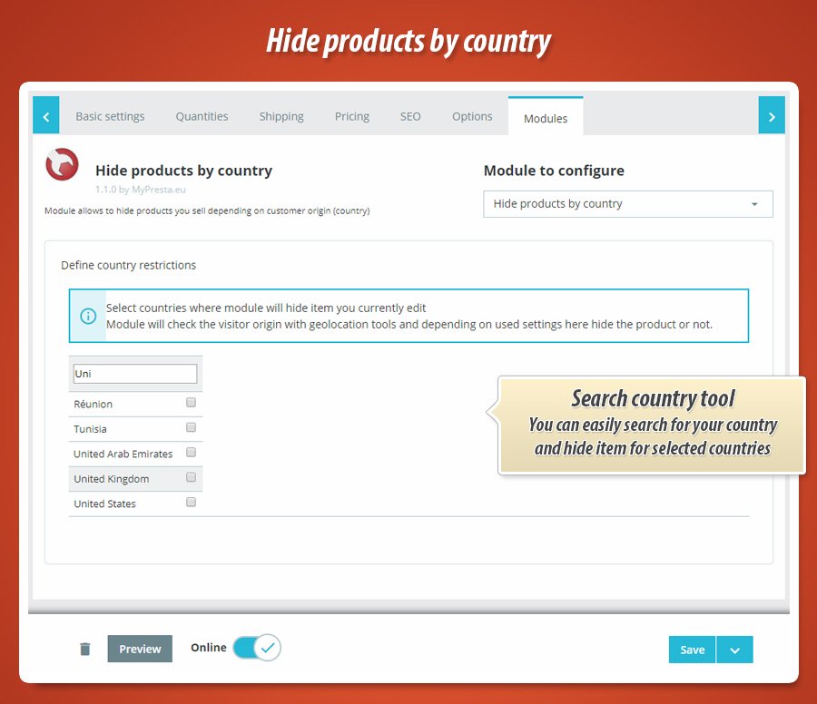 Foto 7: Ocultar Produtos por País (Geolocalização)