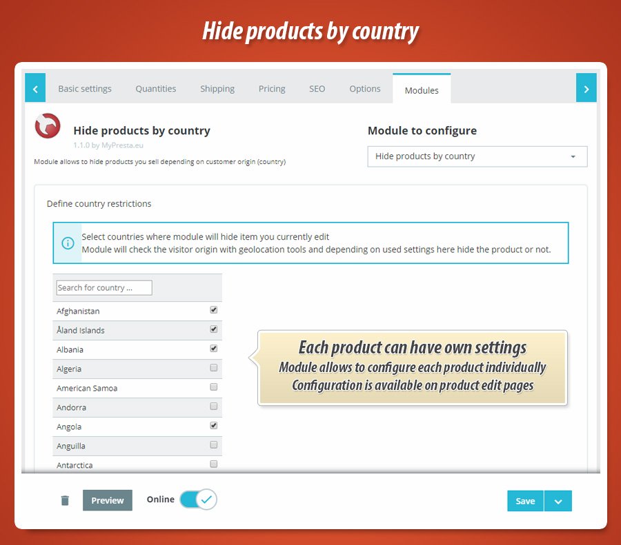 Foto 8: Ocultar Produtos por País (Geolocalização)