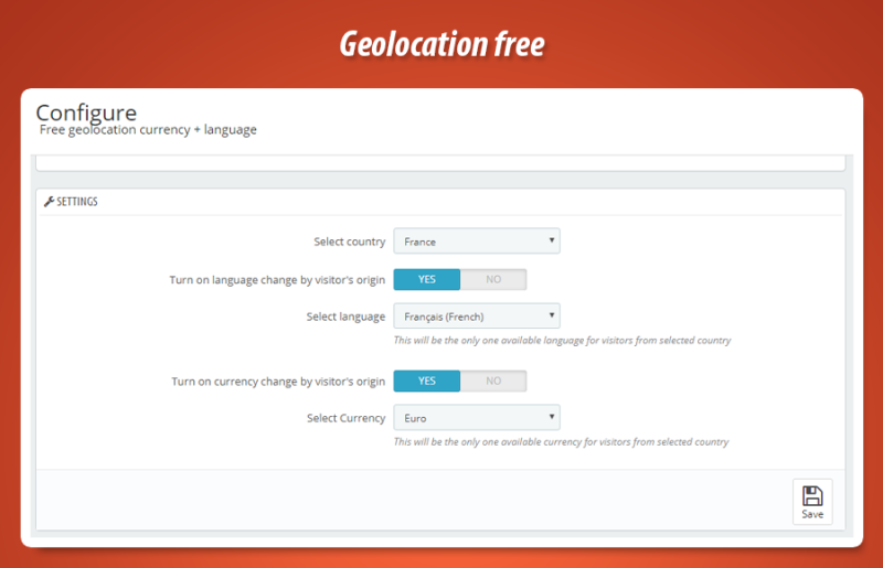 Konfiguration des kostenlosen Geolokalisierungs-Moduls für Währung und Sprache im PrestaShop Back-Office