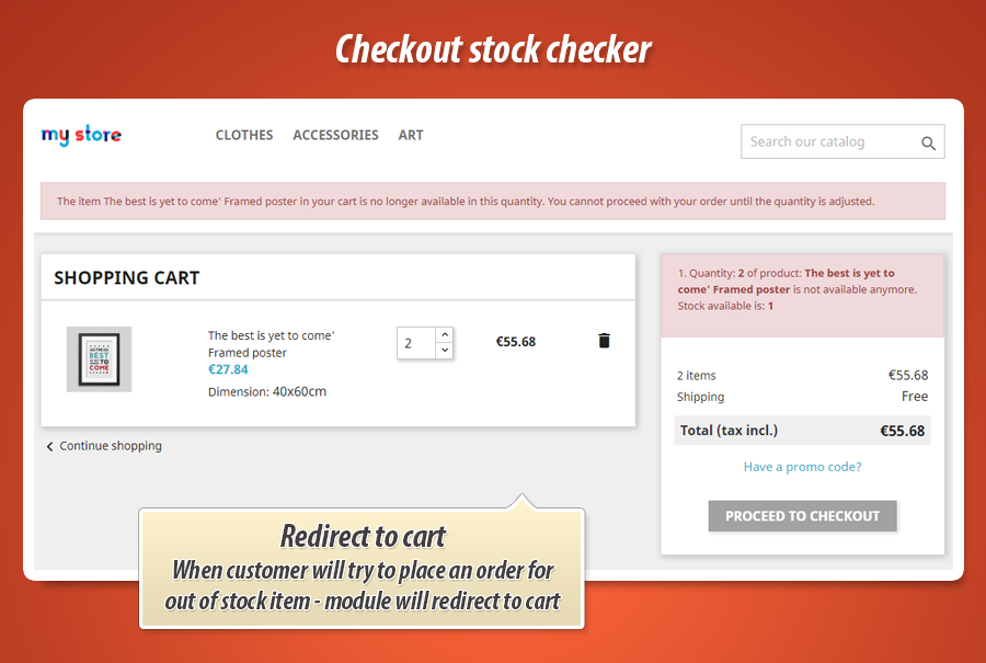 Foto 1: Verifique el stock del producto durante el pago