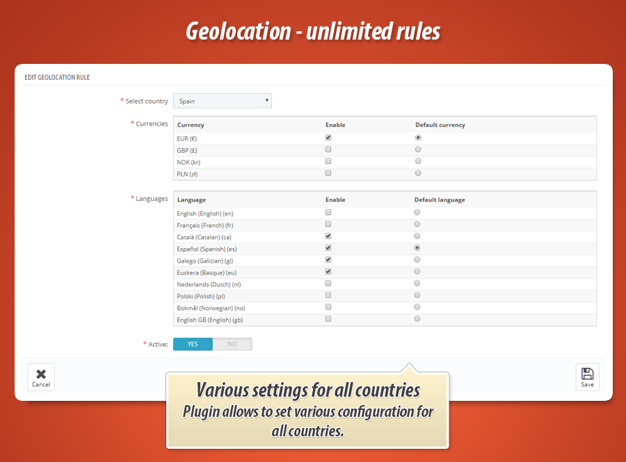 Zdjęcie 2: Geolokalizacja pro - języki i waluty dla krajów