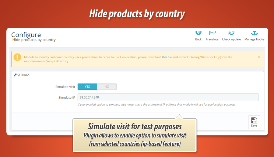 Foto 4: Ocultar Produtos por País (Geolocalização)