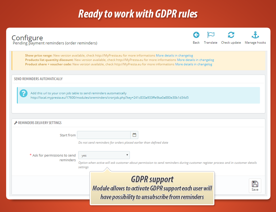 Foto 1: Enviar recordatorios sobre pedidos impagos