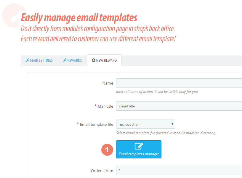 rewards module - email templates manager