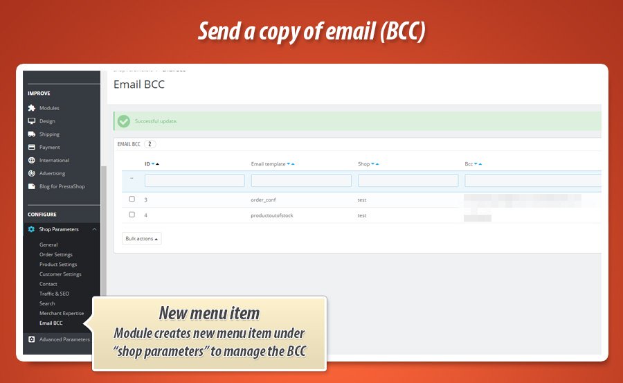Photo 2: Envoyer copie emails (BCC)