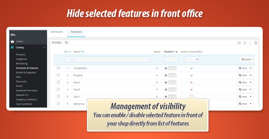 Foto 1: Ocultar características seleccionadas