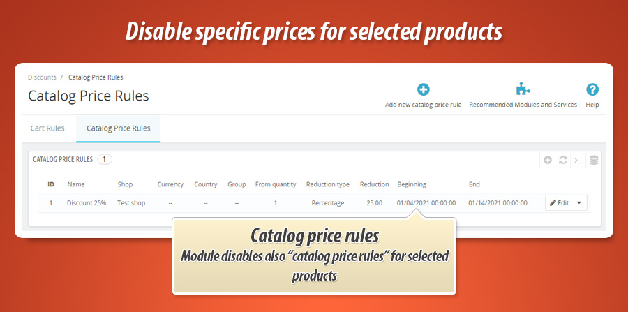 Image 1: Disable specific prices for selected products