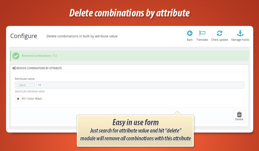 Kuva 3: Poista yhdistelmät attribuutin mukaan