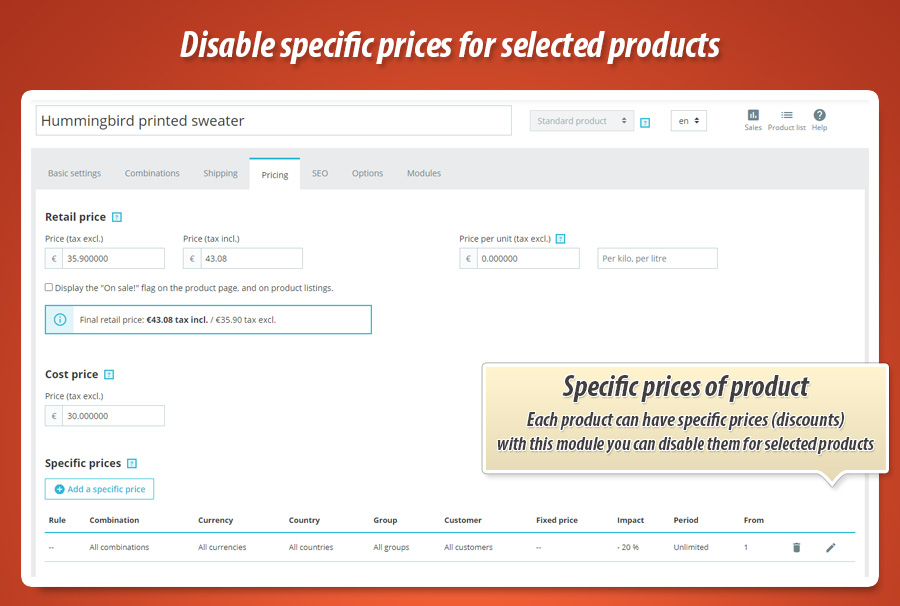 Image 3: Disable specific prices for selected products