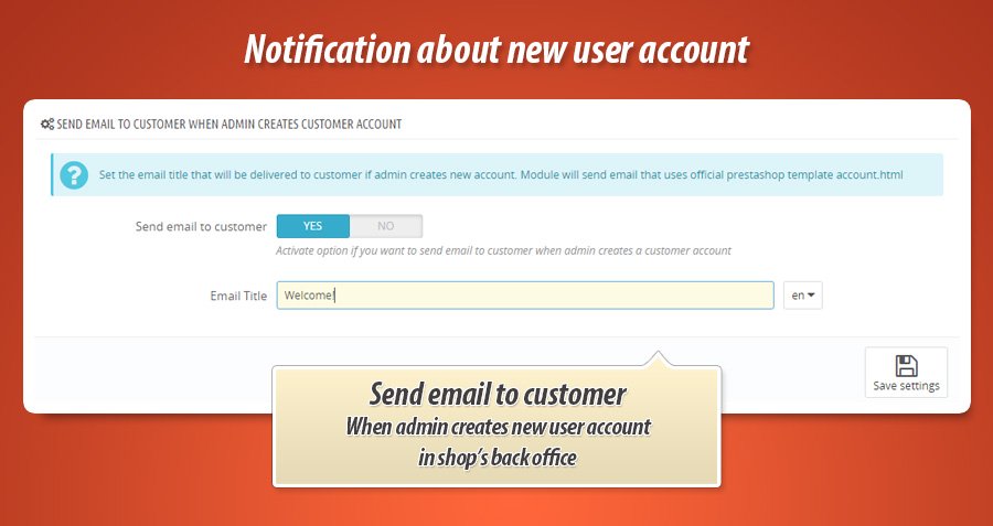 send notification to customer when admin creates new account