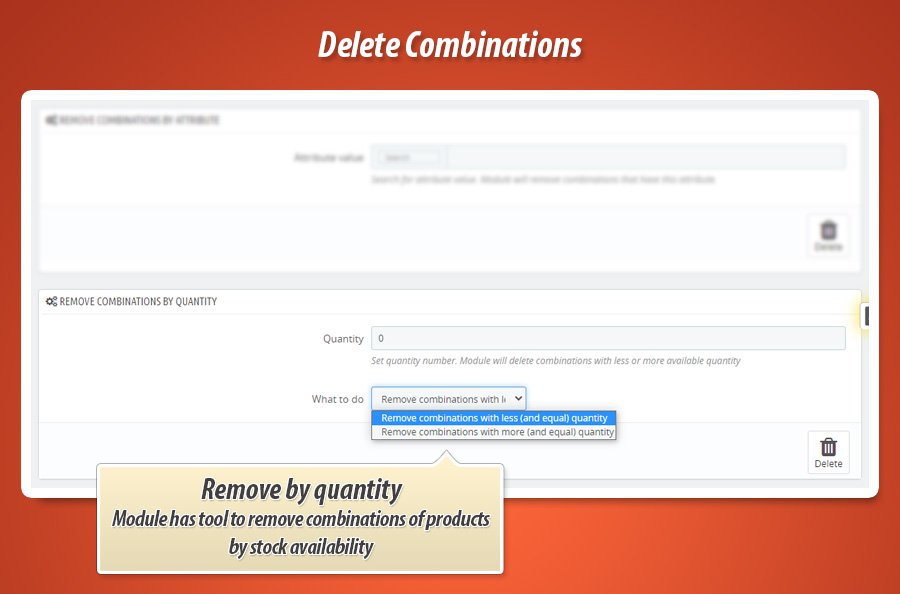 Kuva 2: Poista yhdistelmät attribuutin mukaan