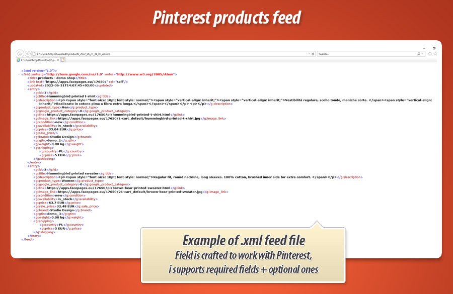 Foto 1: Pinterest products feed