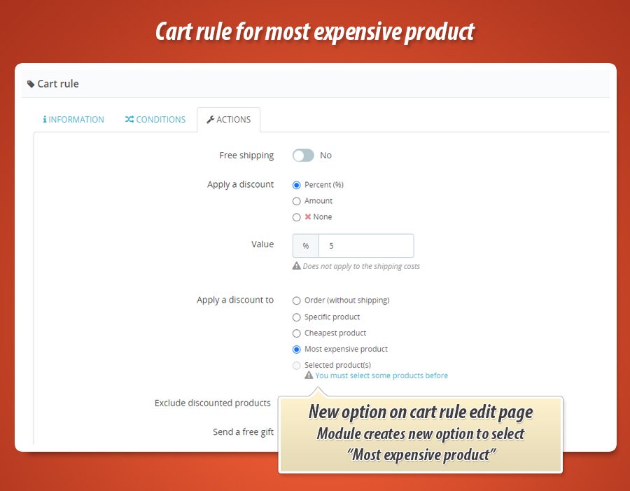 Foto 1: Warenkorb Regel für das teuerste Produkt