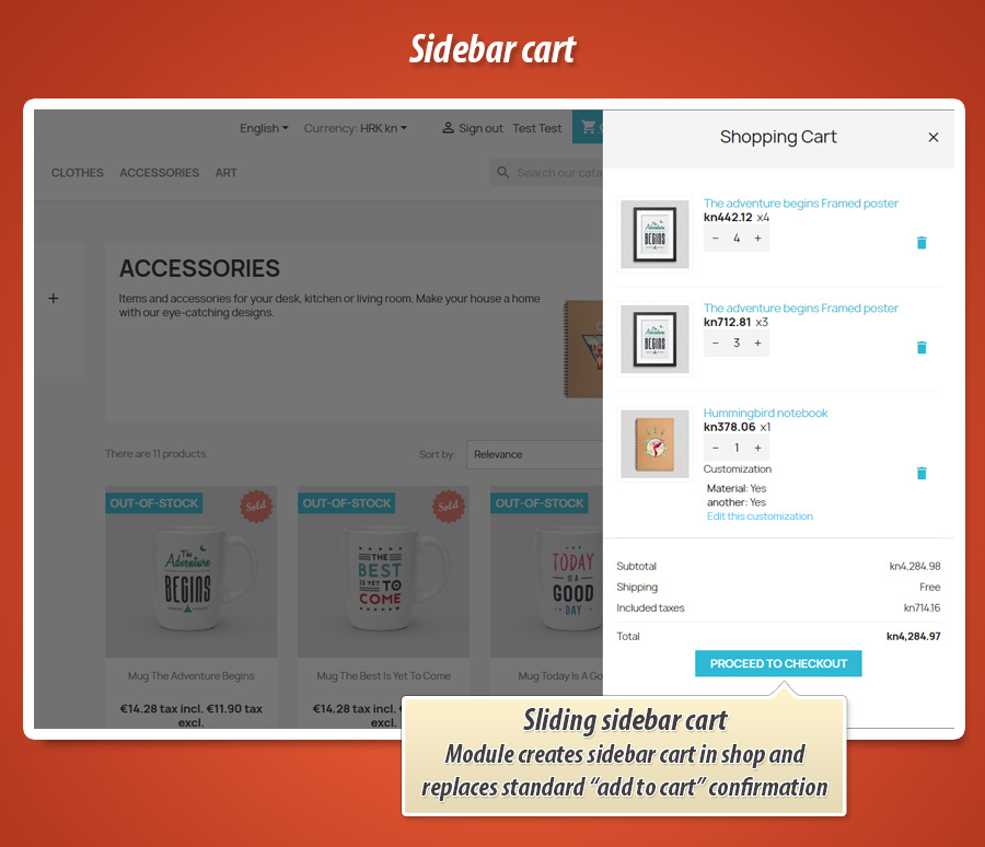 Image 2: Sliding sidebar cart