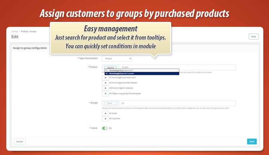 Zdjęcie 3: Zapis klientów do grup na podstawie kupionych produktów