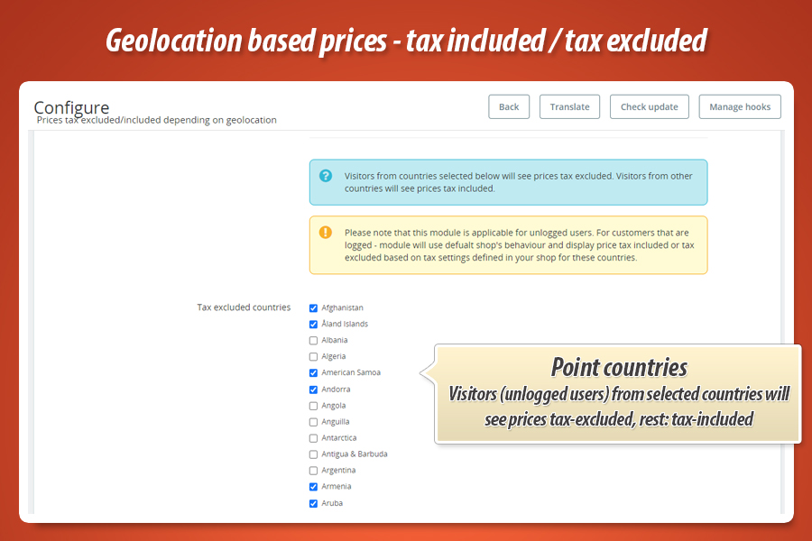 Image 1: Tax excluded prices for unlogged users by geolocation