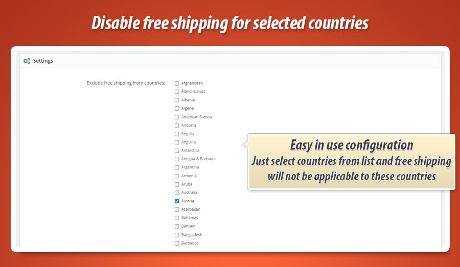 Disable free shipping for countries other than Denmark in PrestaShop