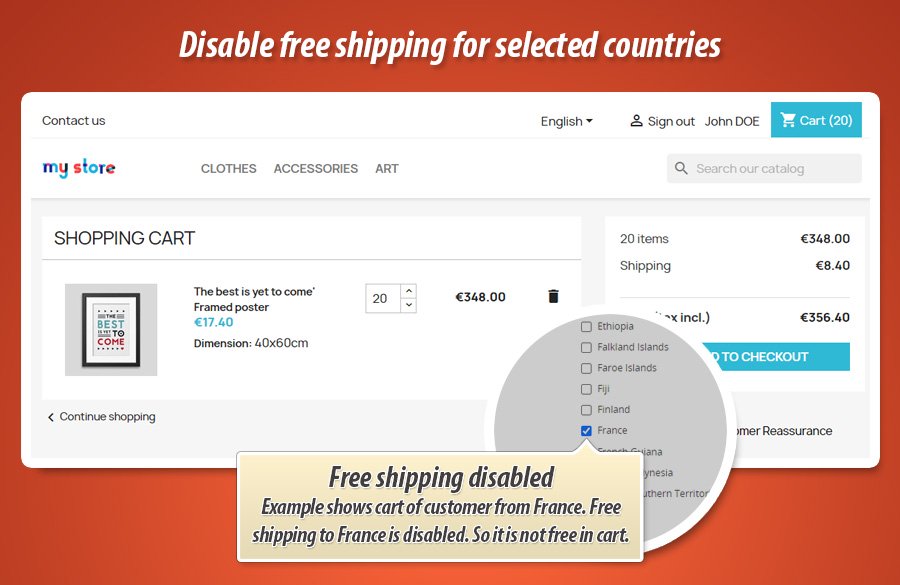 Zdjęcie 1: Wyłącz darmową dostawę do wybranych krajów