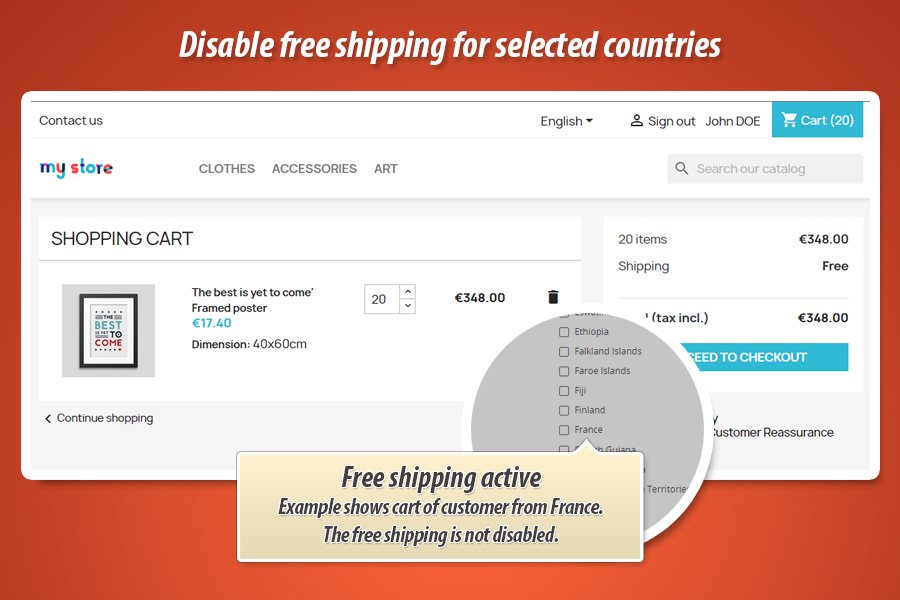 Zdjęcie 2: Wyłącz darmową dostawę do wybranych krajów