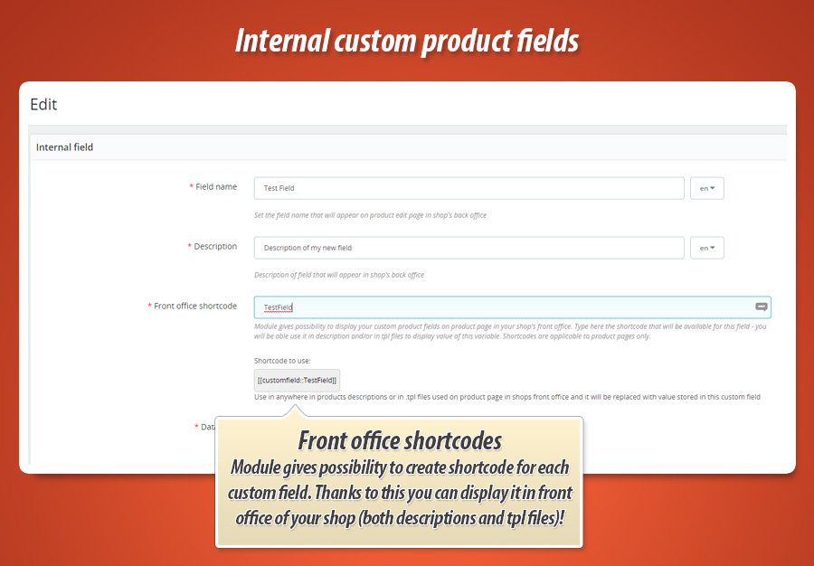 Foto 3: Interne, aangepaste productvelden