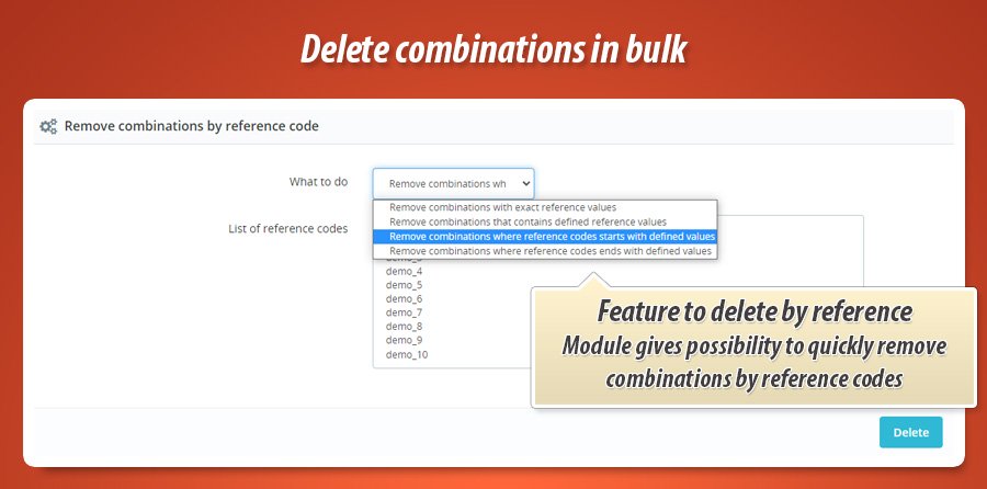 Kuva 1: Poista yhdistelmät attribuutin mukaan