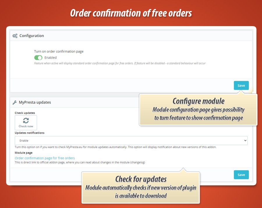 Zdjęcie 1: Strona z potwierdzeniem złożenia zamówienia dla darmowych zamówień