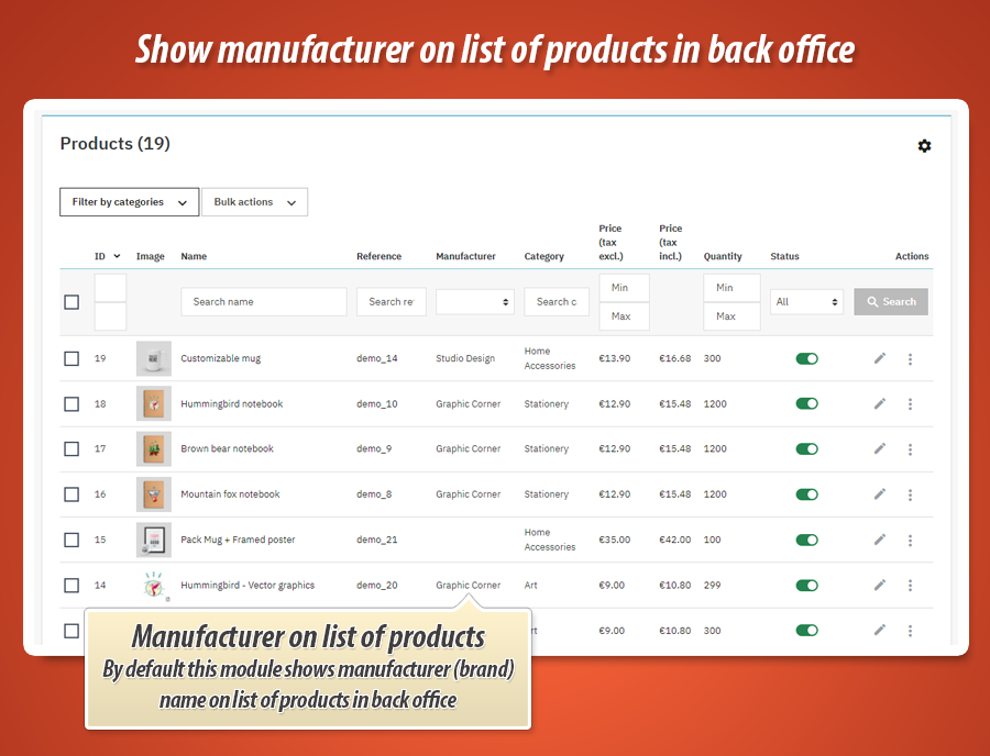 Zdjęcie 4: Producent (marka) na liście produktów w zapleczu