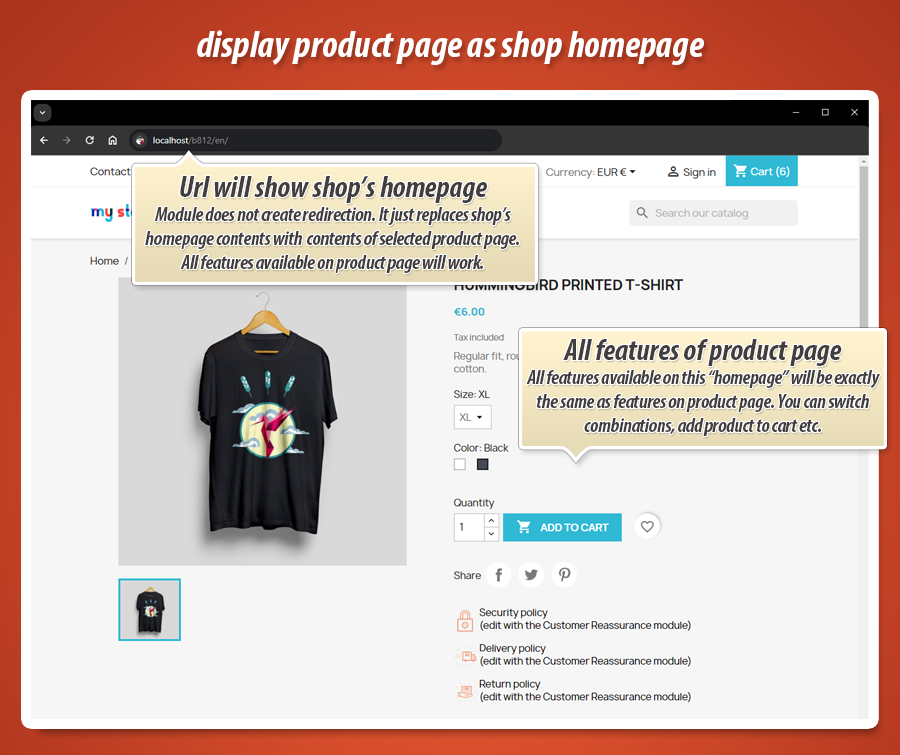 Photo 1: Page produit comme page d