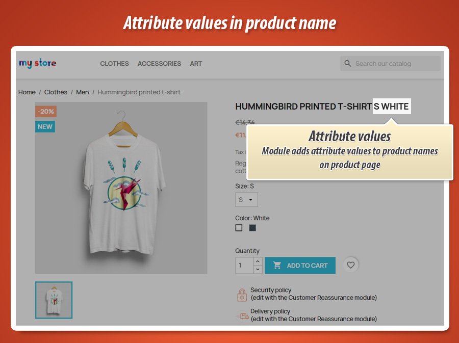 Foto 2: Muestra los valores de los atributos en el nombre del producto