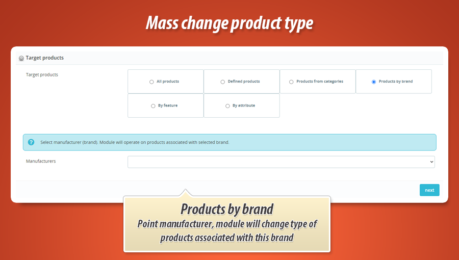 Photo 4: Changement masse type de produit