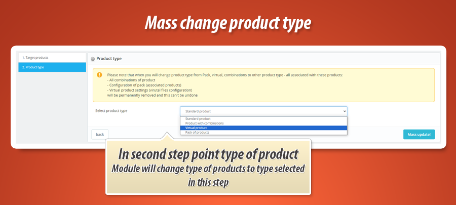 Photo 1: Changement masse type de produit