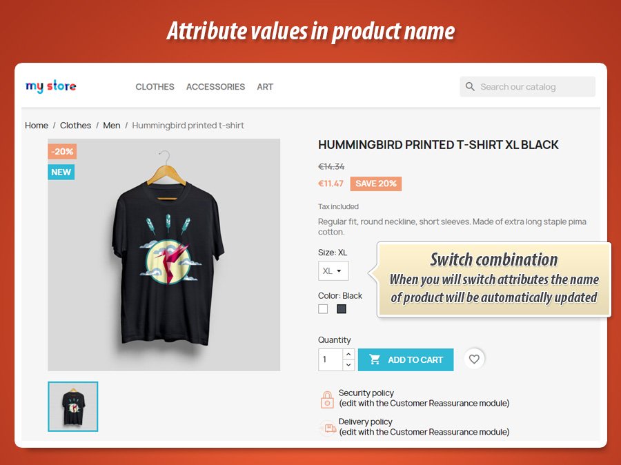 Zdjęcie 1: Wartości atrybutów w nazwie produktu