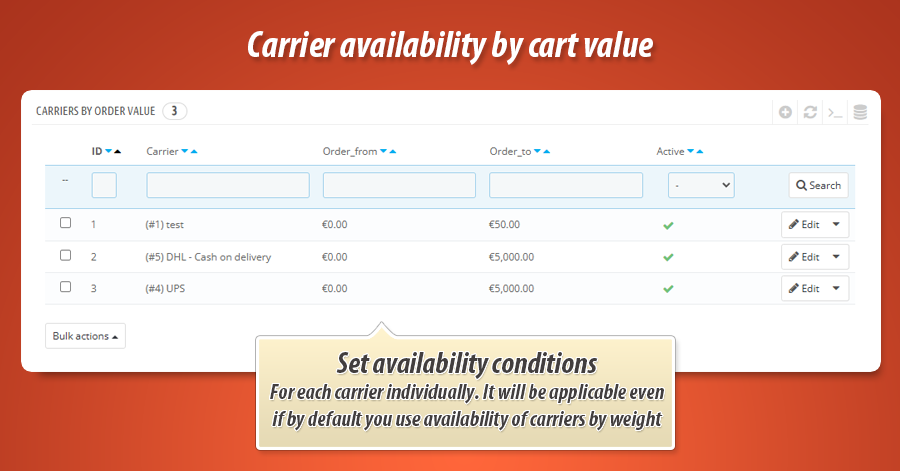 Zdjęcie 3: Dostępność metod dostawy w zależności od wartości koszyka