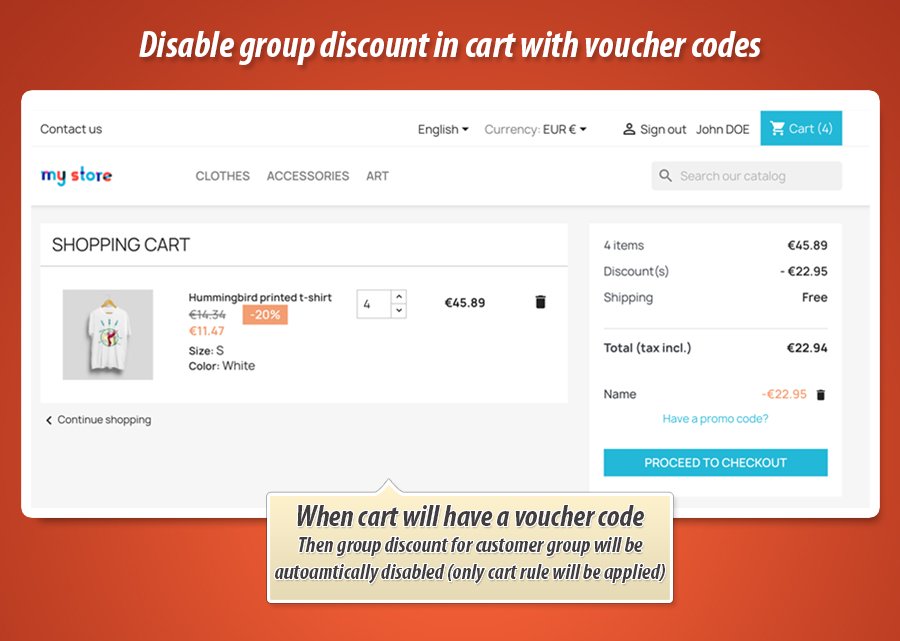Zdjęcie 2: Wyłącz rabat grupowy w koszyku z kodem rabatowym