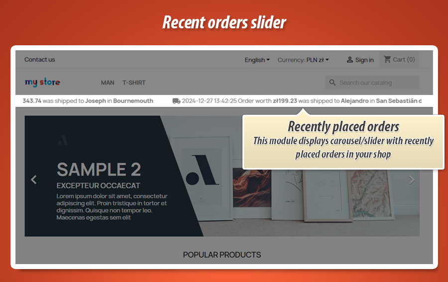 Zdjęcie 3: Slider z ostatnimi zamówieniami